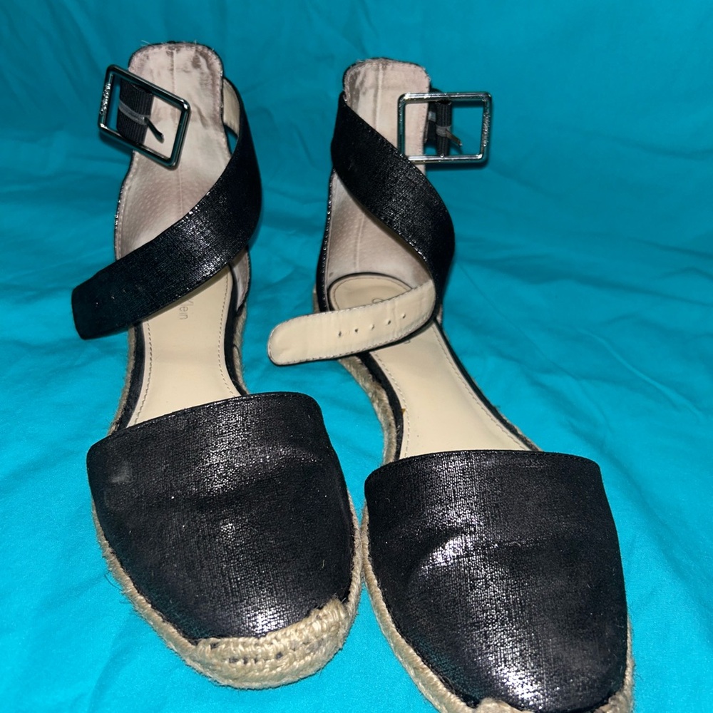 Calvin Klein Black Espadrille Ankle-Strap Shoes